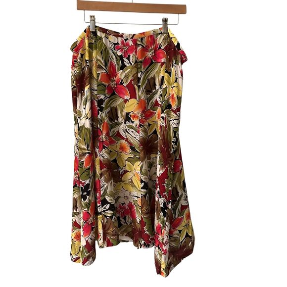 Talbots 100% Silk Floral Vintage Boho Midi Skirt with Zip Back Plus Size 20 - Picture 1 of 7